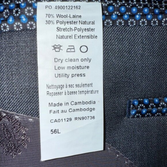 Lauren Ralph Lauren Classic Fit Flex Suit Jacket Charcoal Solid 56 Long career - Picture 8 of 9